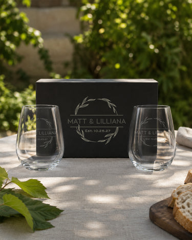 Mockup of the mbWW2SET engraved magnetic gift box set personalized with design N8.