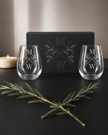 Mockup of the mbWW2SET engraved magnetic gift box set personalized with design N12.