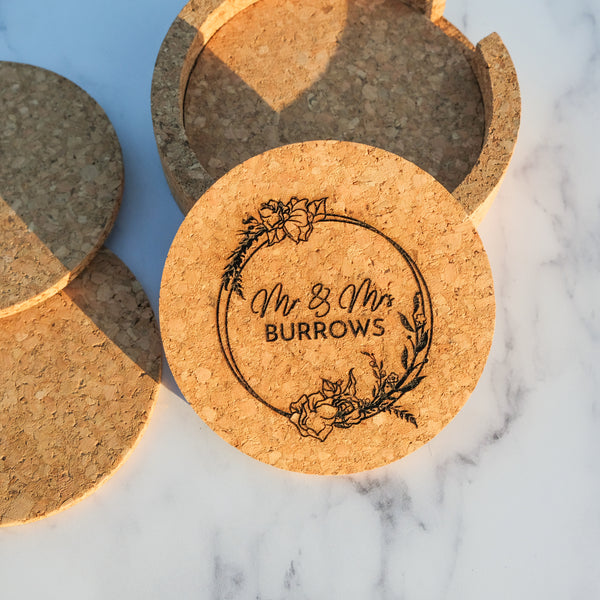 Personalized Cork Coasters for Drinks Set of 4 Customized Funny Coasters  for Adu