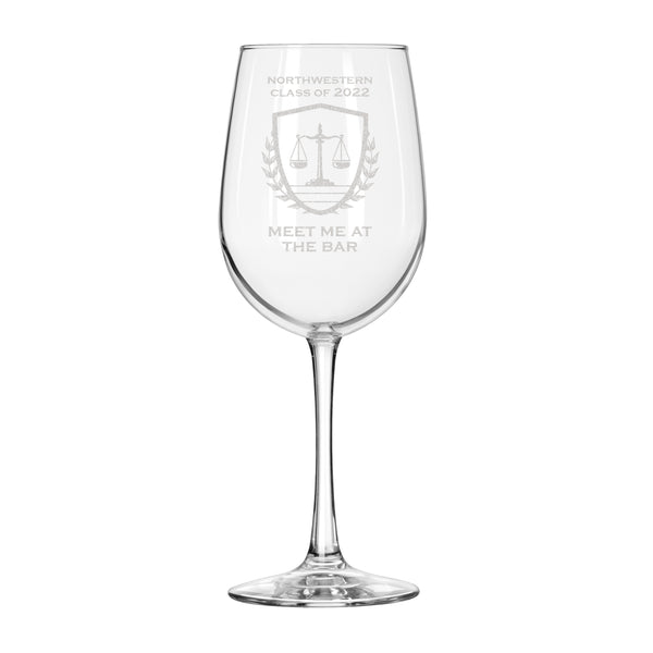 Personalized Law School Wine Glass, Design: LAW1