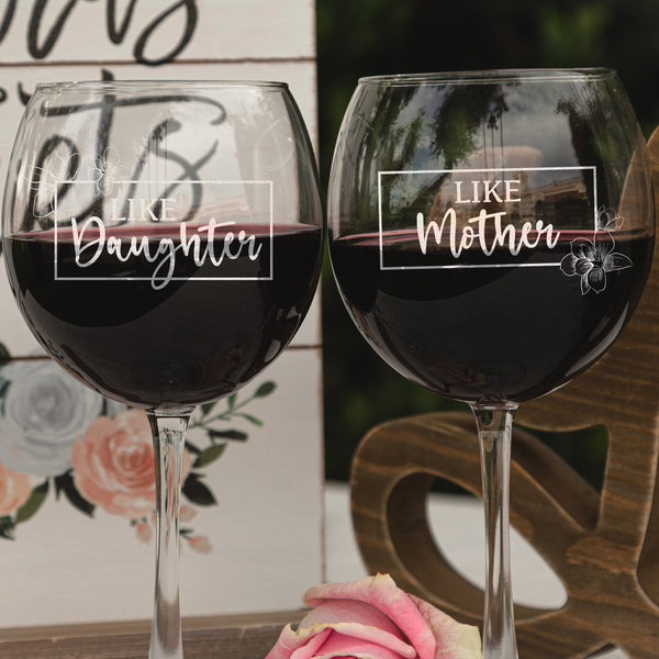 Mother's Day Engraved Twin Wine Glass Set