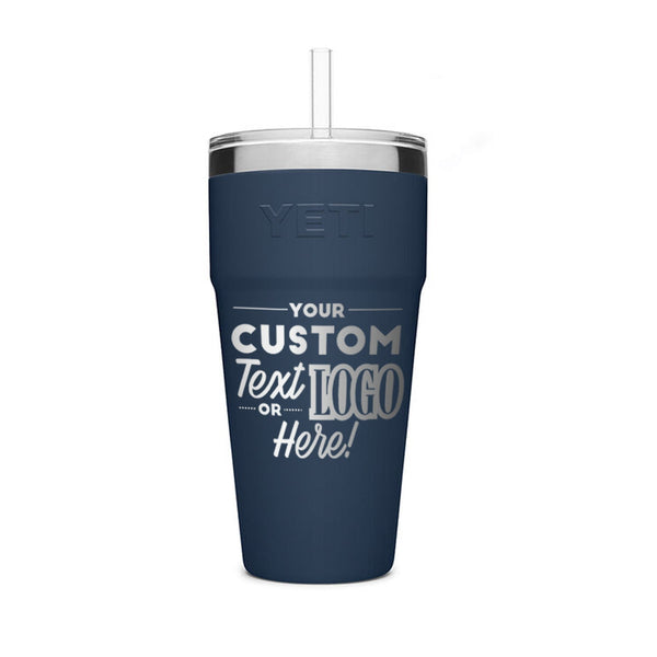 Yeti Rambler Straw Lid 26oz Stackable Cup Customizable Laser Engraved 