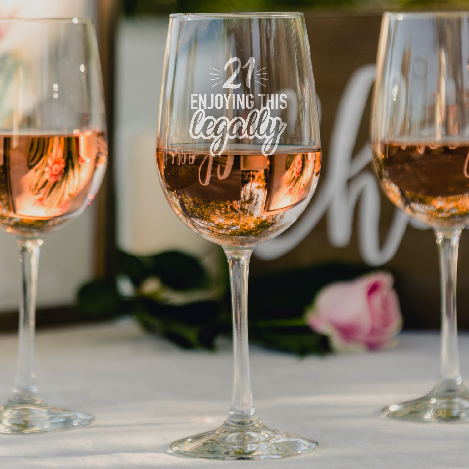 Etched Birthday Wine Glass