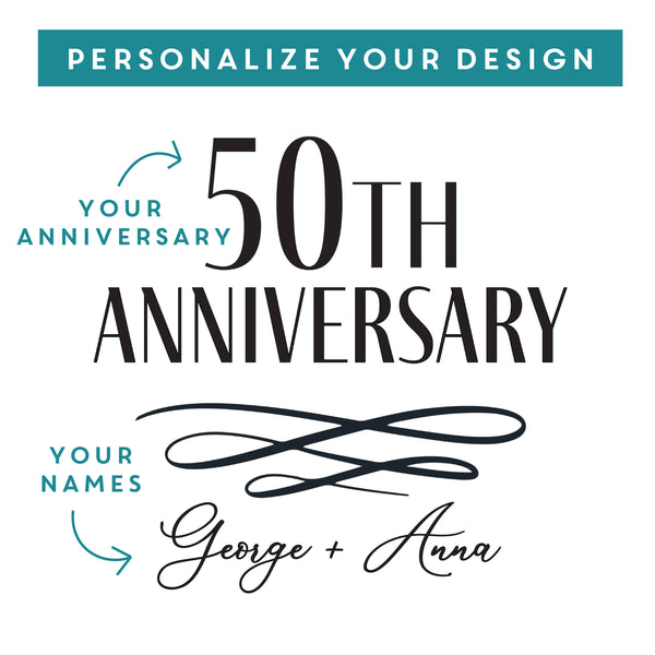 Personalized Anniversary Wine Set in Glossy Black, Design: A2