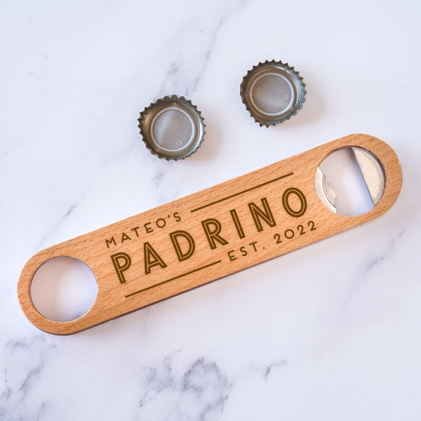 Personalized Padrino Bottle Opener, Design: GDPA2