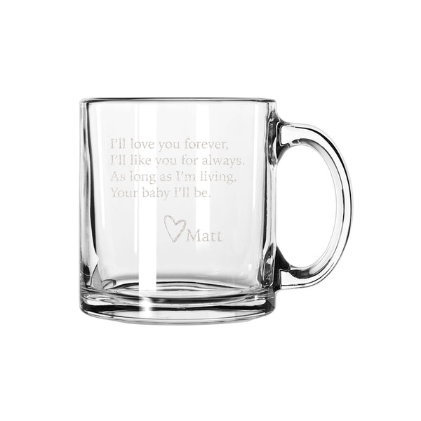 Personalized Love You Forever Glass Coffee Mug, Design: MD16