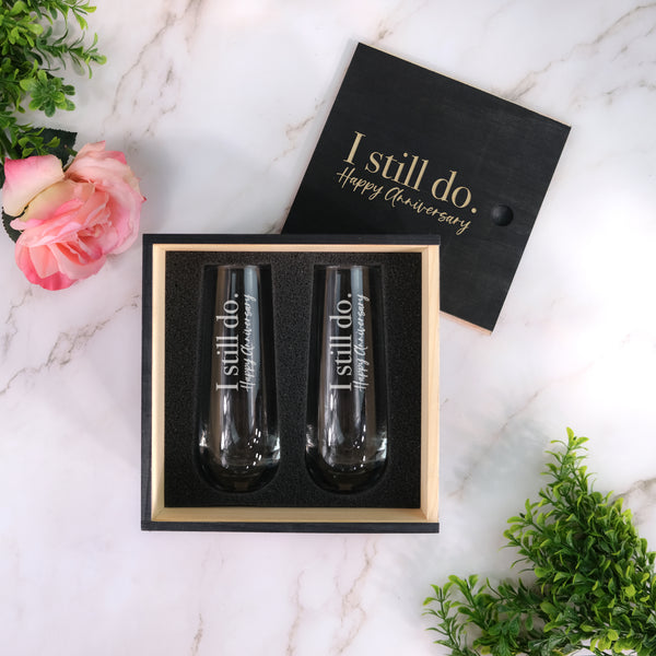 Anniversary Champagne Glass Gift Set, Design, STILLDO