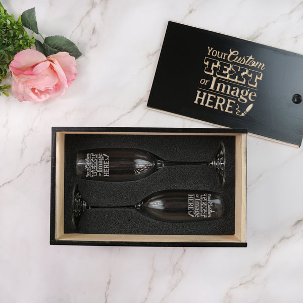 Custom Etched Champagne Flute Set - Design: CUSTOM