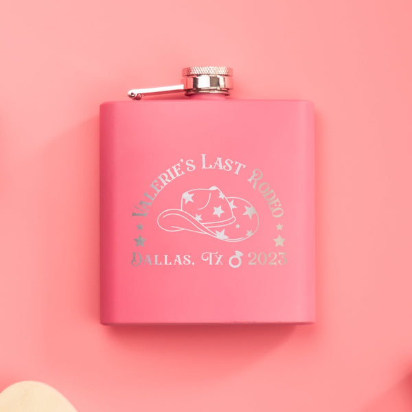 Personalized Bachelorette Cowgirl Party Flask, Design: WG8