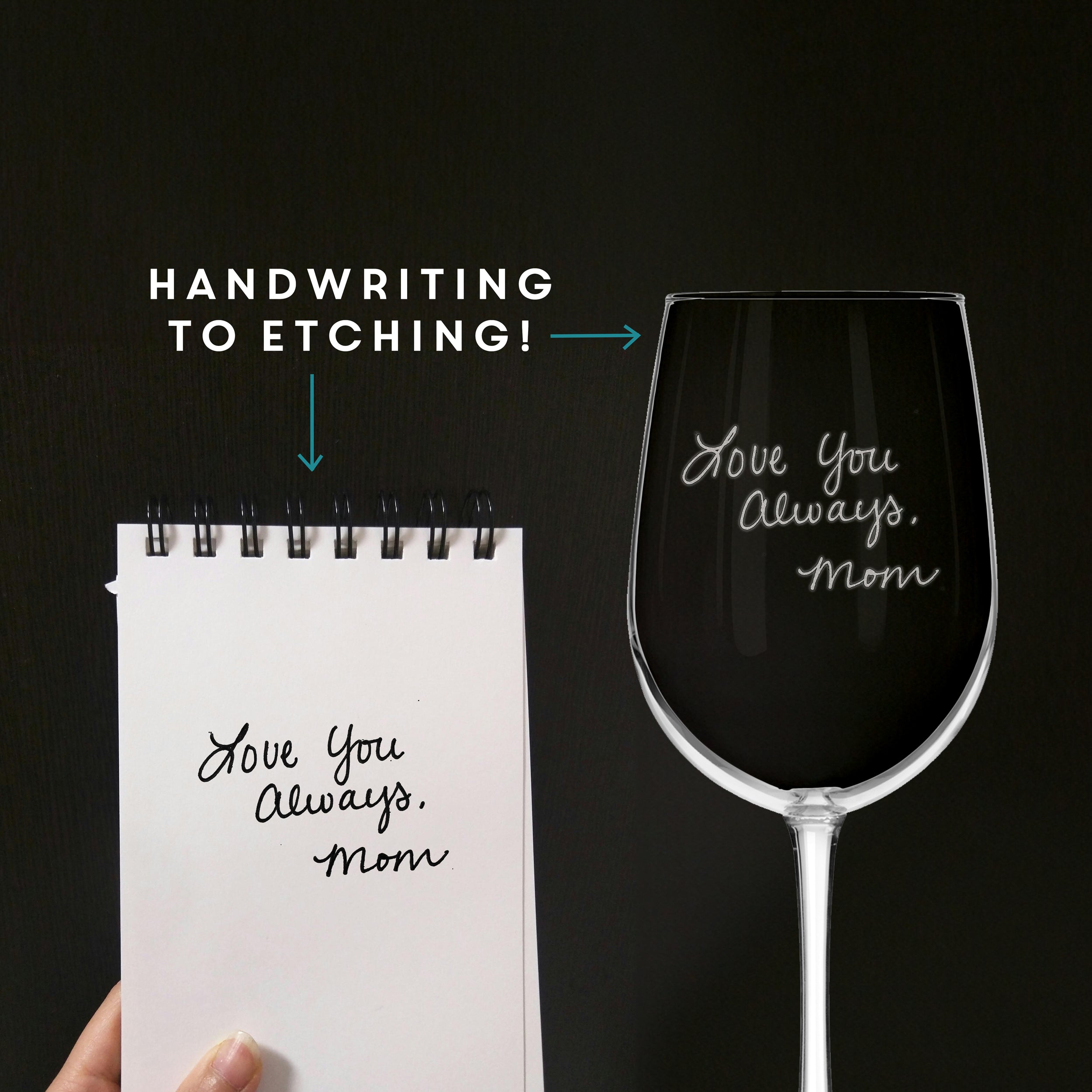 Custom Handwriting Wine Glass - Design: HNDW