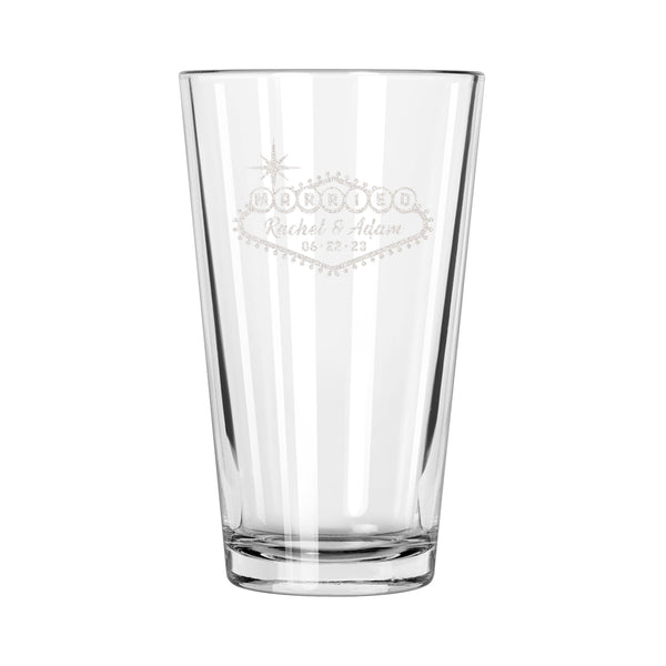 Personalized Vegas Wedding Pint Glass, Design: N14