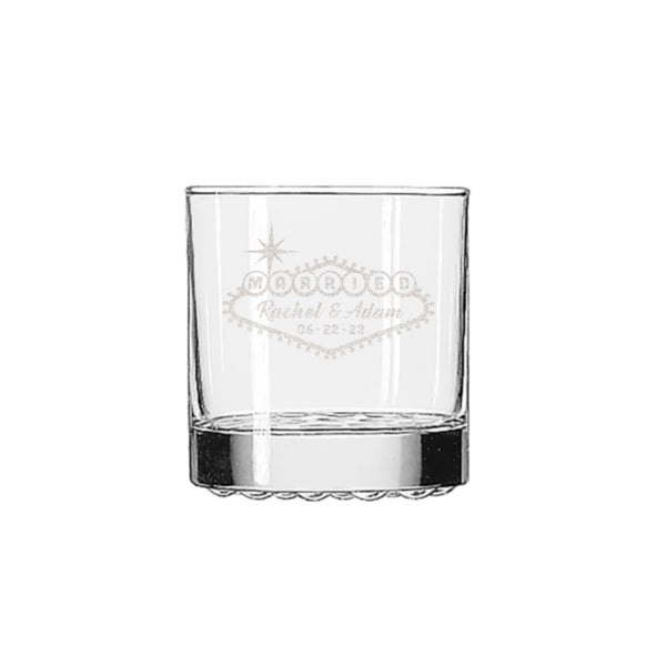 Personalized Married in Vegas Cocktail Glass, Design: N14