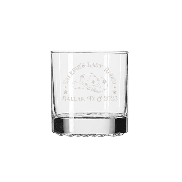 Personalized Disco Cowgirl Bachelorette Whiskey Glass, Design: WG8