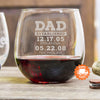 Dad Est Stemless Red Wine Glass 4-6 Names - Design: DADEST