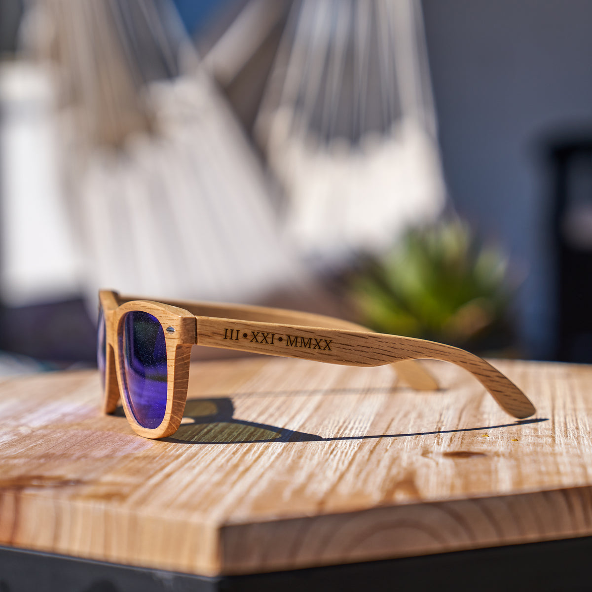 Engraved Wooden Sunglasses, Design: NUMERALS - Everything Etched