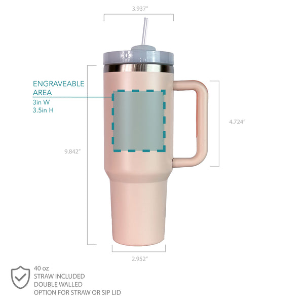 Personalized 40oz Modern Initial Tumbler with Handle, Design: K5