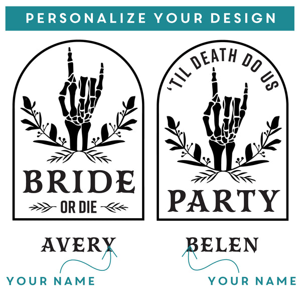 Personalized Til Death Bachelorette Champagne Glass, Design: WG9