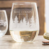 Personalized Full Wrap Forest Wine Glass, Design: WOODS