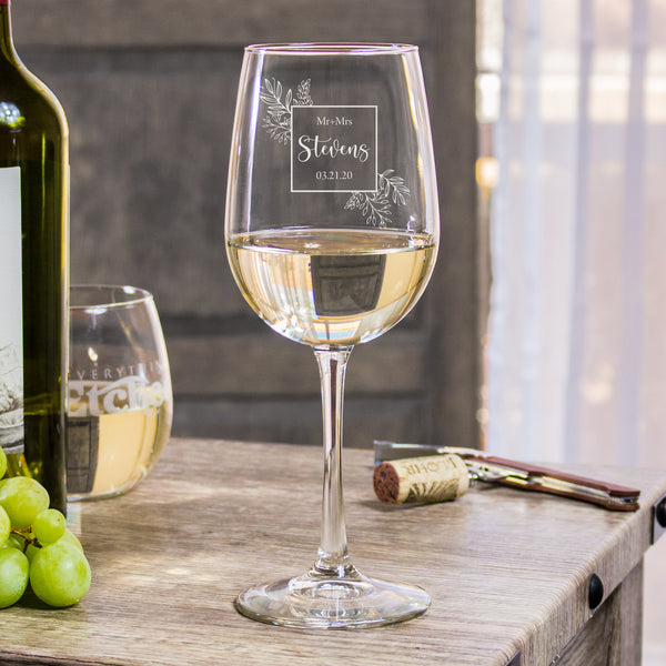 Etched White Wine Glasses - Design: L5