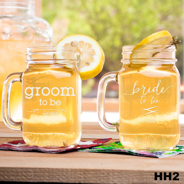 2 Mason Jar Set Groom and Bride - Design: HH2