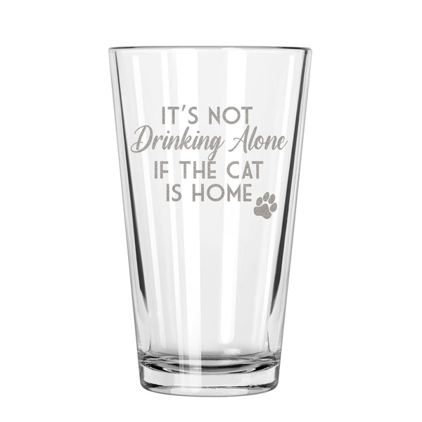 Etched Drinking With Cat Pint Glass - Design: ALONECAT
