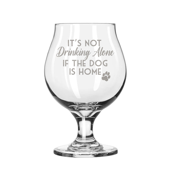Etched Drinking Dog Belgian Beer Glass - Design: ALONEDOG