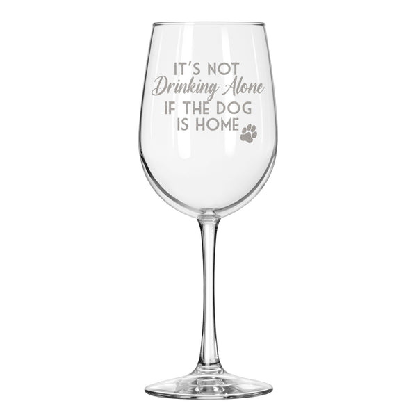 Etched Dog Drinking Wine Glasses - Design: ALONEDOG