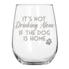 Etched Dog Drinking Stemless Wine Glasses - Design: ALONEDOG