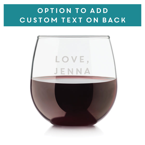 Etched Stemless Red Wine Glasses Keep Calm and Drink Wine - Design: WINE