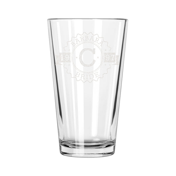 Etched Pint Glass Personalized - Design: B1