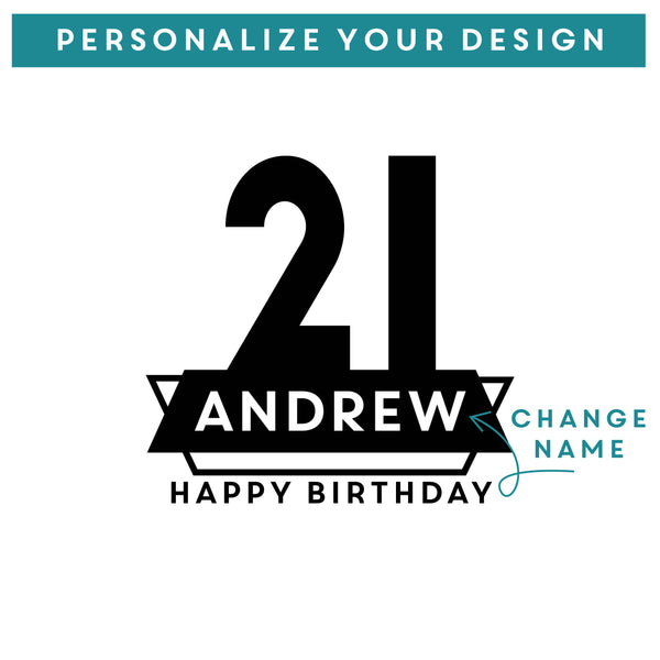 21st Birthday Etched Beer Glass, Design: BDAY2