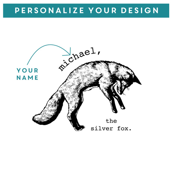 Personalized Silver Fox Whiskey Glass for His Birthday, Design: BDAY6