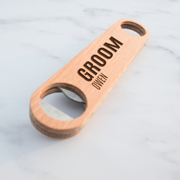 Wedding Party Bottle Opener with Custom Text - Design: BG4