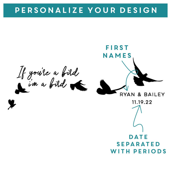Personalized If You're a Bird I'm a Bird Cocktail Glass, Design: BIRDS
