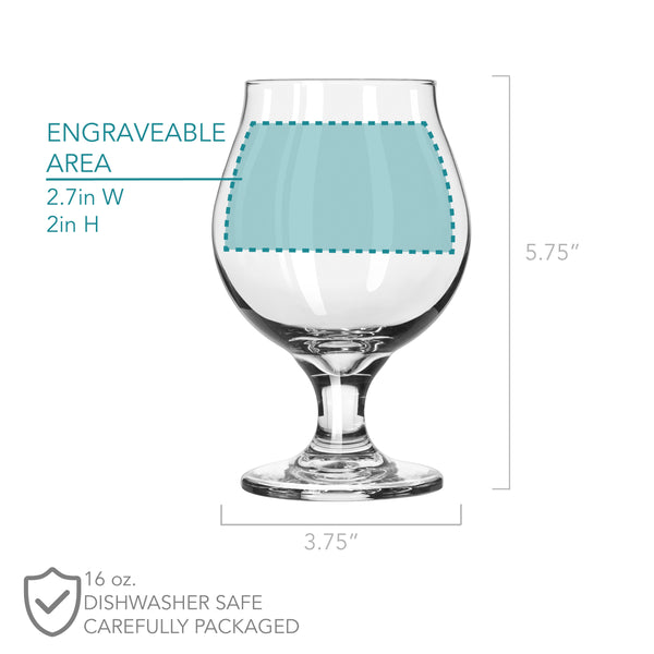 Etched Drinking Dog Belgian Beer Glass - Design: ALONEDOG