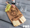 Personalized Cheese Board Rectangle Family Crest - Design: FM5