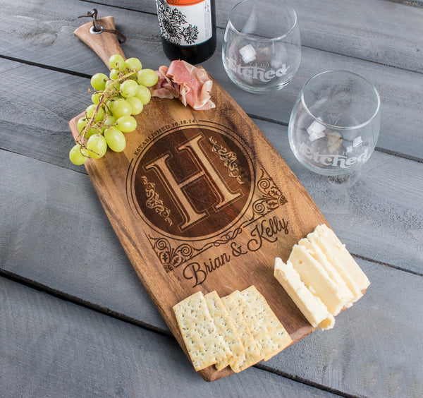 Personalized Cheese Board Rectangle Anniversary Gift - Design: K1