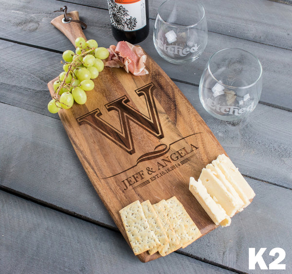 Personalized Cheese Board Rectangle Wedding Gift - Design: K2