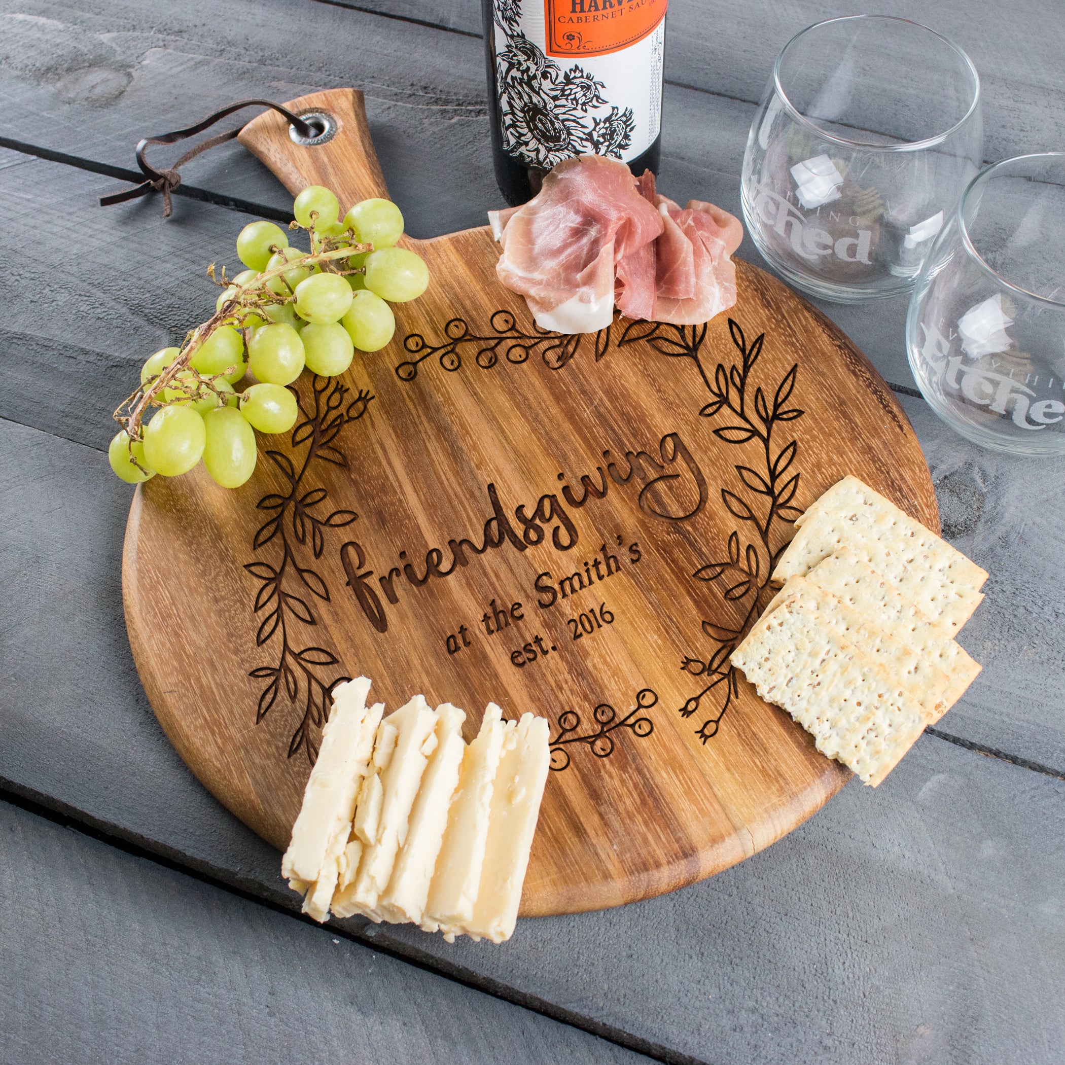 Round Cheese Board Friendsgiving - TG2