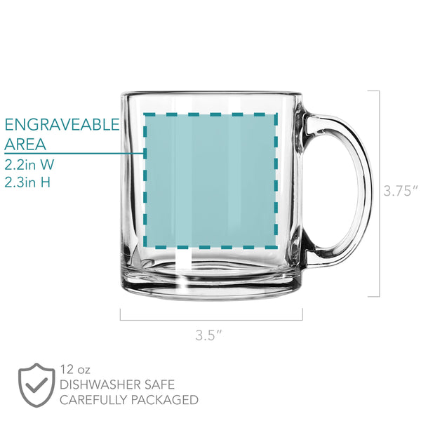 Couples Personalized Glass Coffee Mug, Design: N8