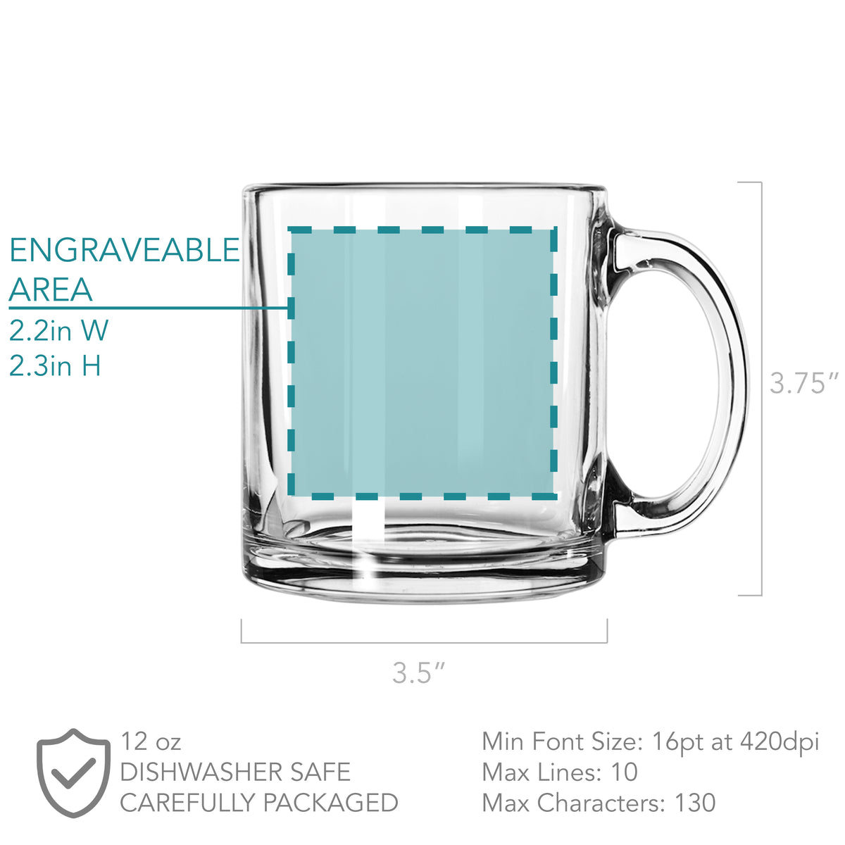 13 oz. Clear Glass Coffee Mugs w/ Custom Imprint Tea Cups