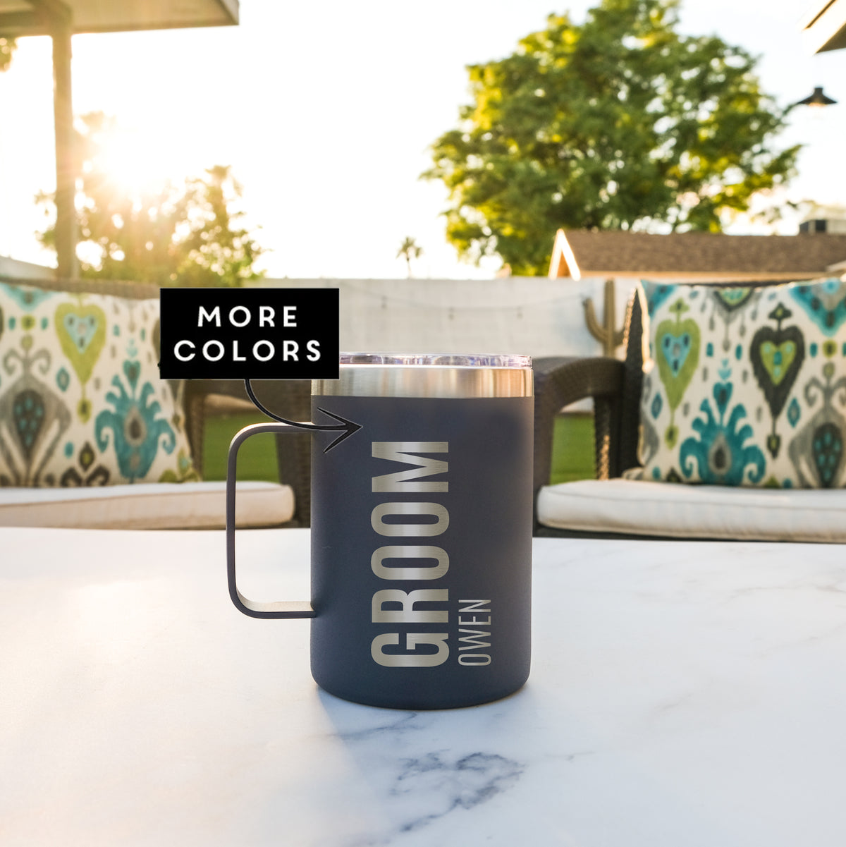 Personalized 16oz Groomsman Travel Mug, Design: BG4 - Everything Etched