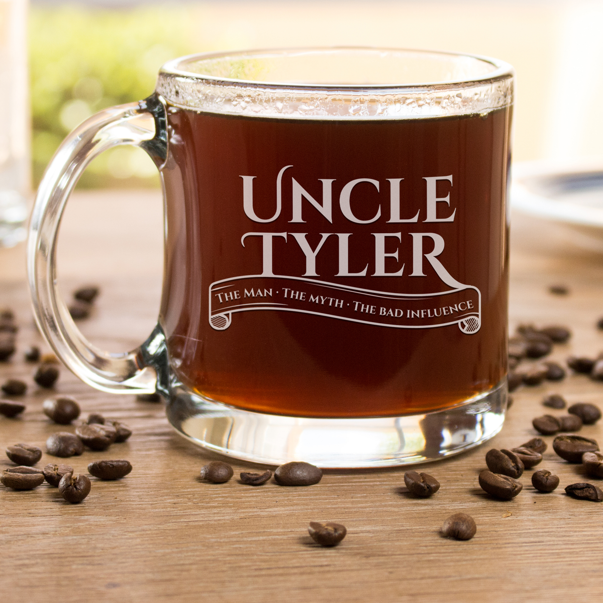 Etched glass coffee outlet mugs