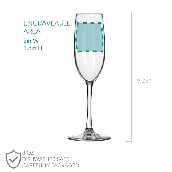 Wreath Personalized Champagne Glass, Design: N8