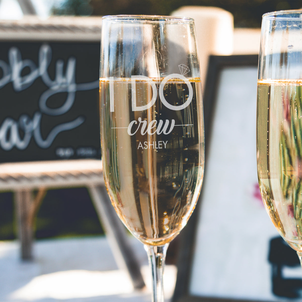 Personalized Champagne Flutes - Design: CUSTOM - Everything Etched