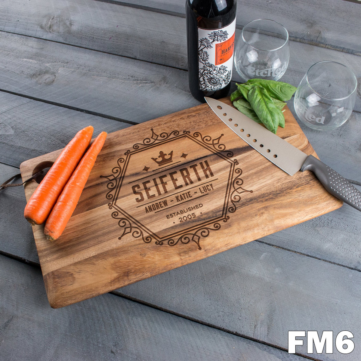 Large Cutting Board - Design: FM6 - Everything Etched