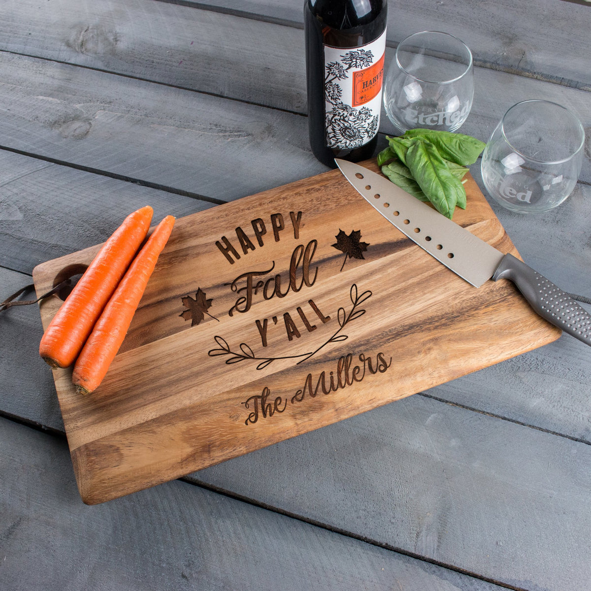 Large Cutting Board Happy Fall Y'all - Design: TG1 - Everything Etched