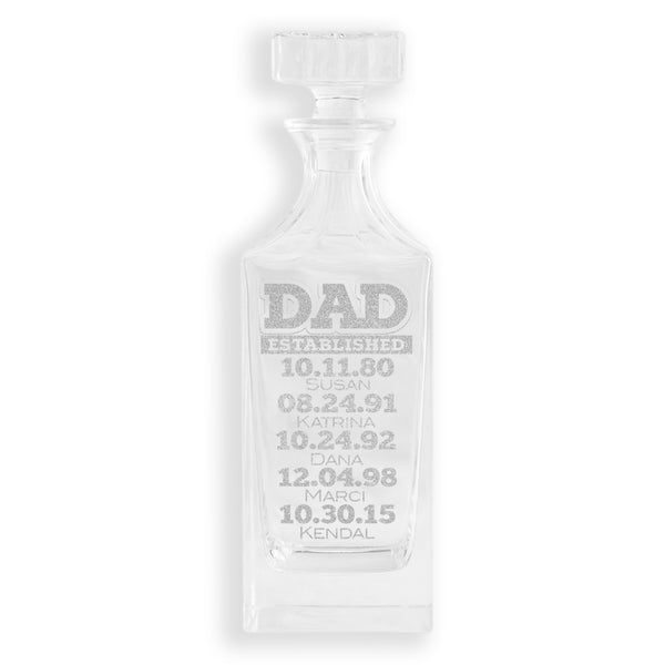 Dad Established Whiskey Decanter: 6-10 Names - Design: DADEST