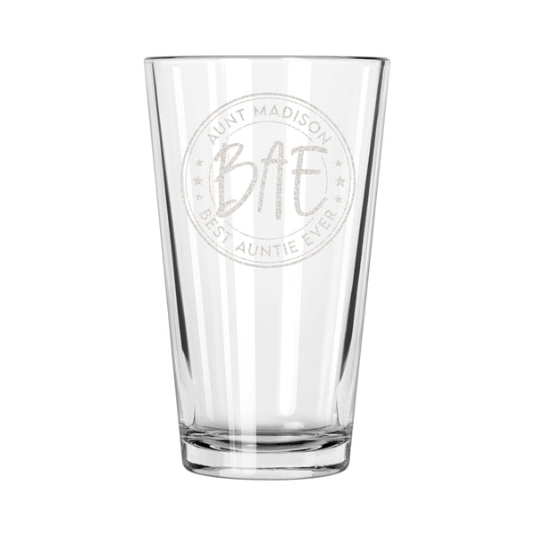 Best Auntie Ever Personalized Pint Glass, Design: FM10