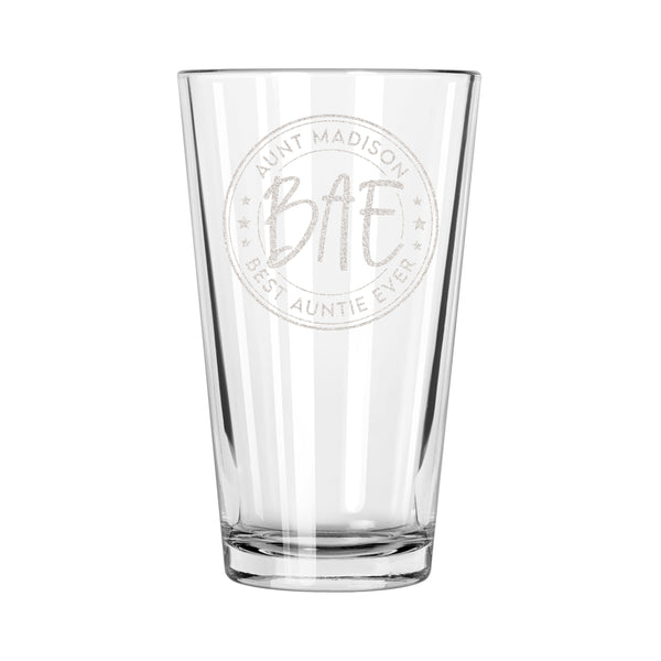 Best Auntie Ever Personalized Pint Glass, Design: FM10